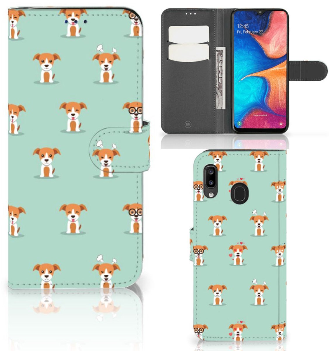 Samsung Galaxy A30 Telefoonhoesje met Pasjes Pups