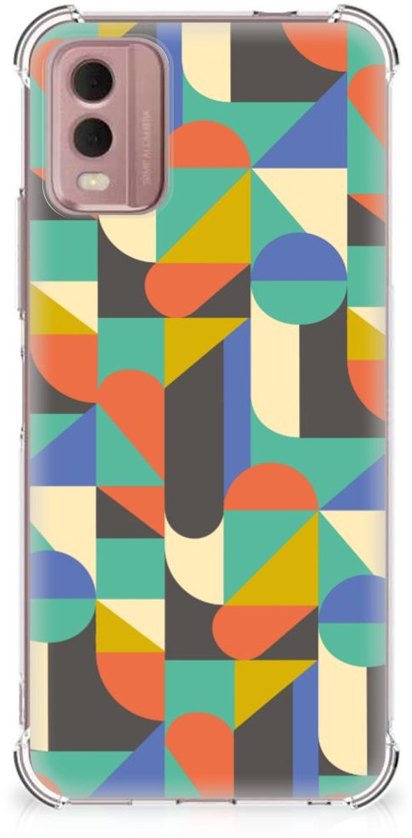 Nokia C32 Doorzichtige Silicone Hoesje Funky Retro