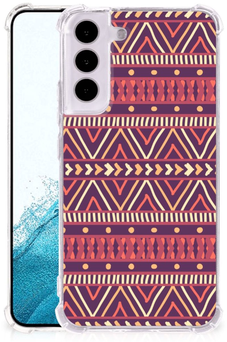 Samsung Galaxy S22 Doorzichtige Silicone Hoesje Aztec Paars