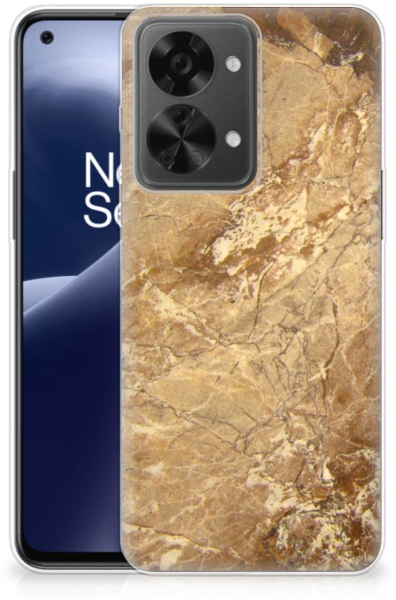 OnePlus Nord 2T TPU Siliconen Hoesje Marmer Creme