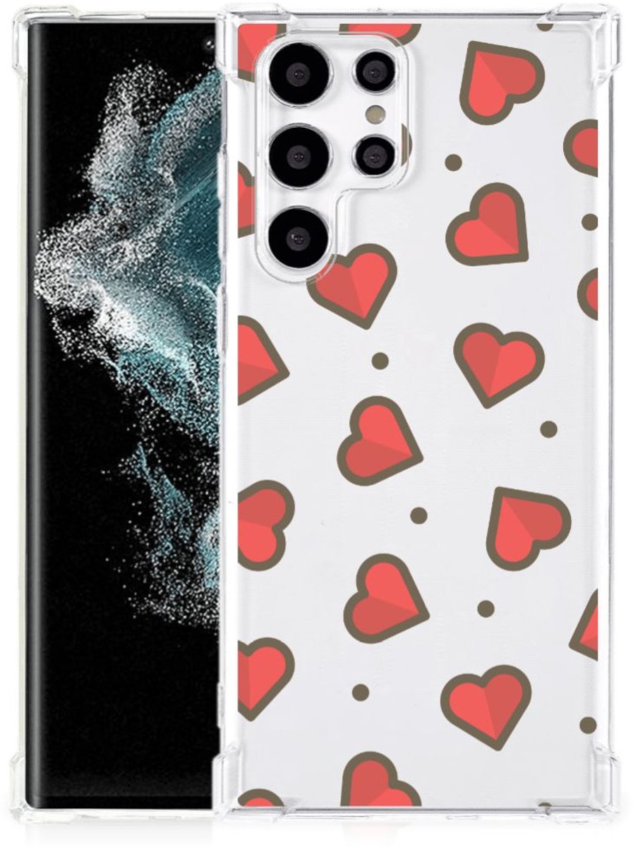 Samsung Galaxy S22 Ultra Doorzichtige Silicone Hoesje Hearts