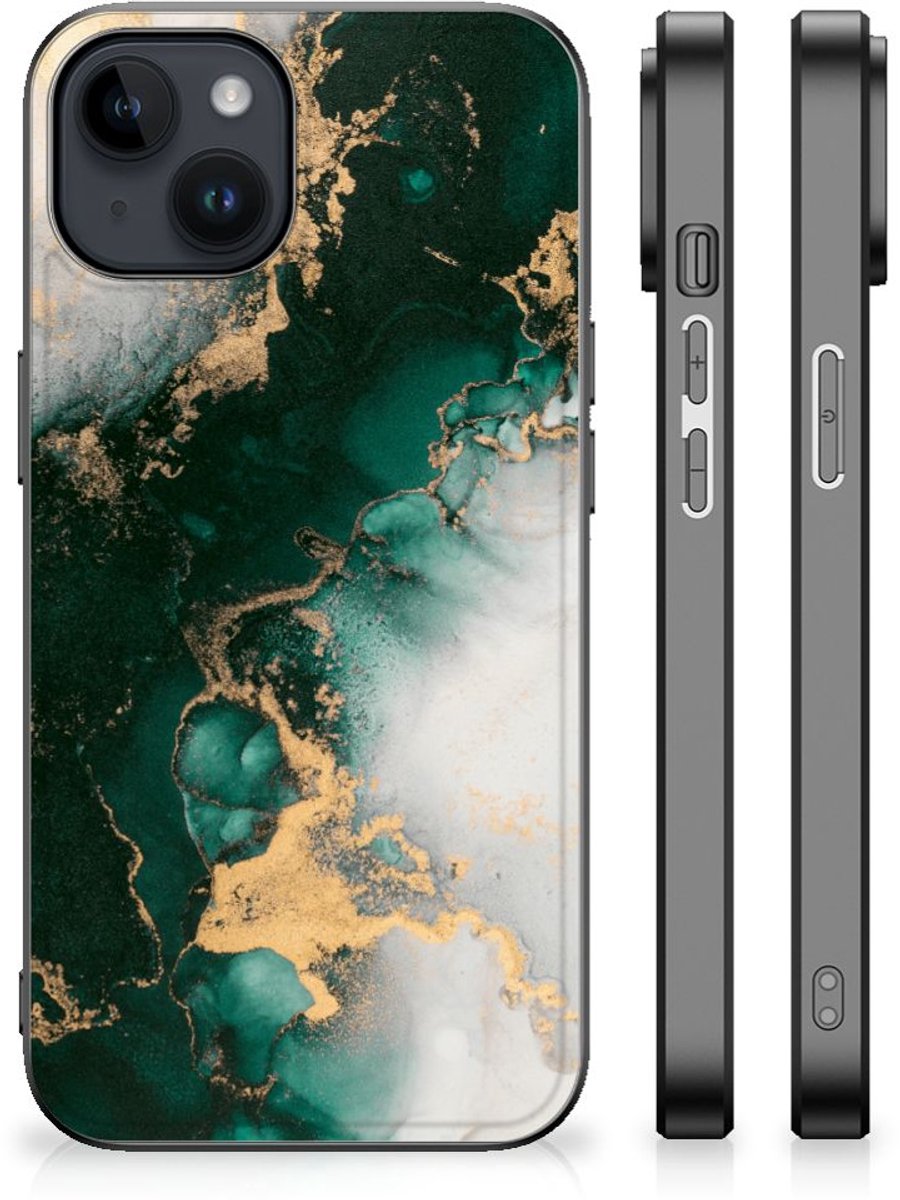 Back Cover voor Marmeren Print Telefoonhoesje voor iPhone 15 Plus Marmer Groen