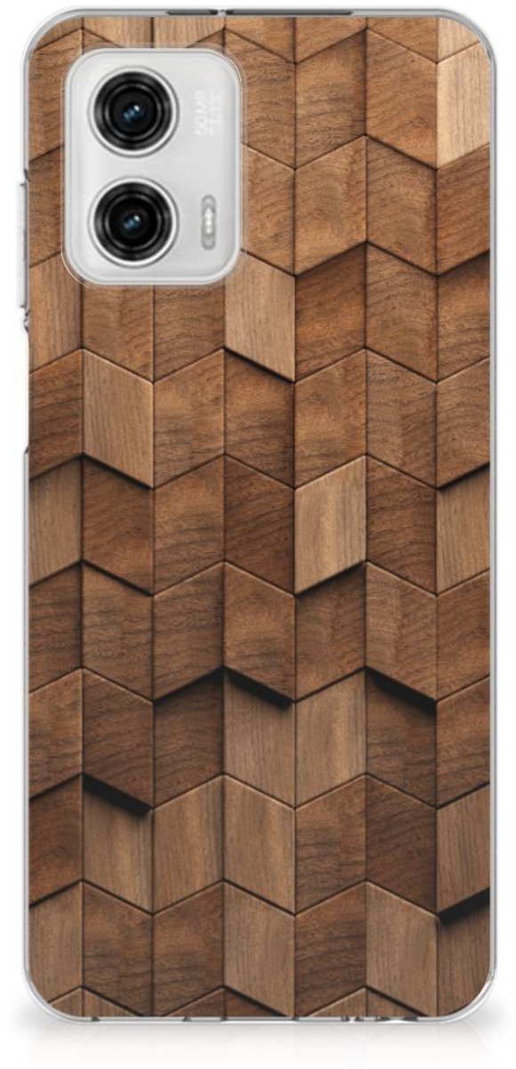 Bumper Hoesje voor Motorola Moto G73 Wooden Cubes
