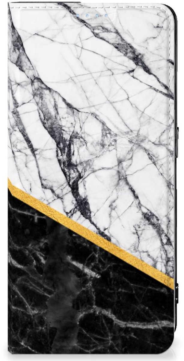 OPPO Reno8 Pro Standcase Marmer Wit Zwart - Origineel Cadeau Man