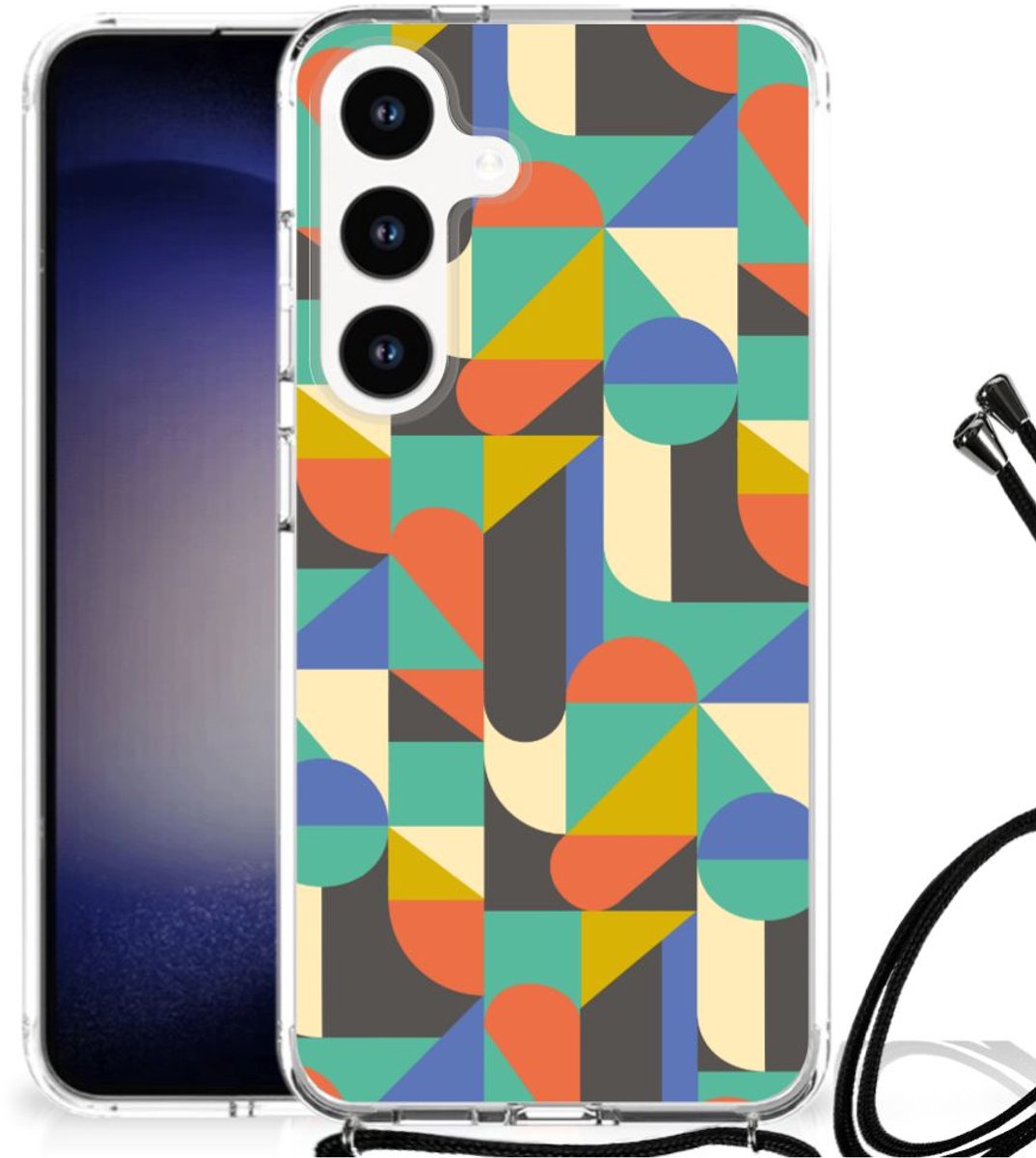 Samsung Galaxy S24 Doorzichtige Silicone Hoesje Funky Retro