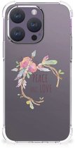 Coque de protection pour iPhone 15 Pro - Jolie coque arrière en TPU avec bord transparent - Texte Boho