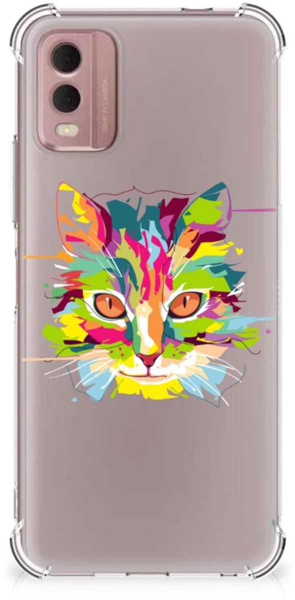 Nokia C32 Stevig Bumper Hoesje Cat Color