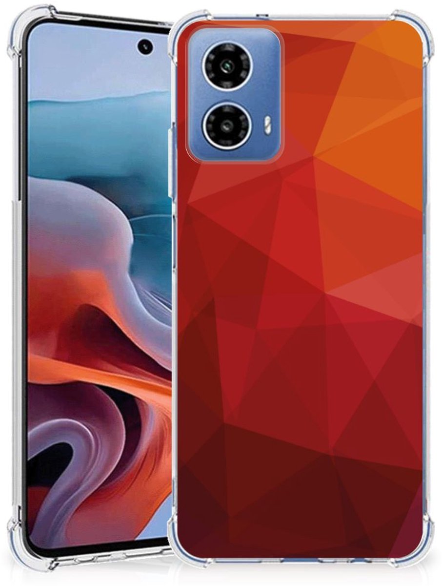 Shockproof Case voor Motorola Moto G34 Polygon Red