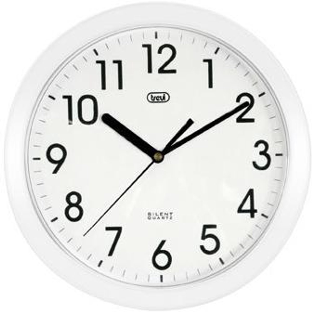 Trevi OM 3301 quartz wandklok met Silent Sweep uurwerk, diameter 24 cm, wit, kunststof, rond