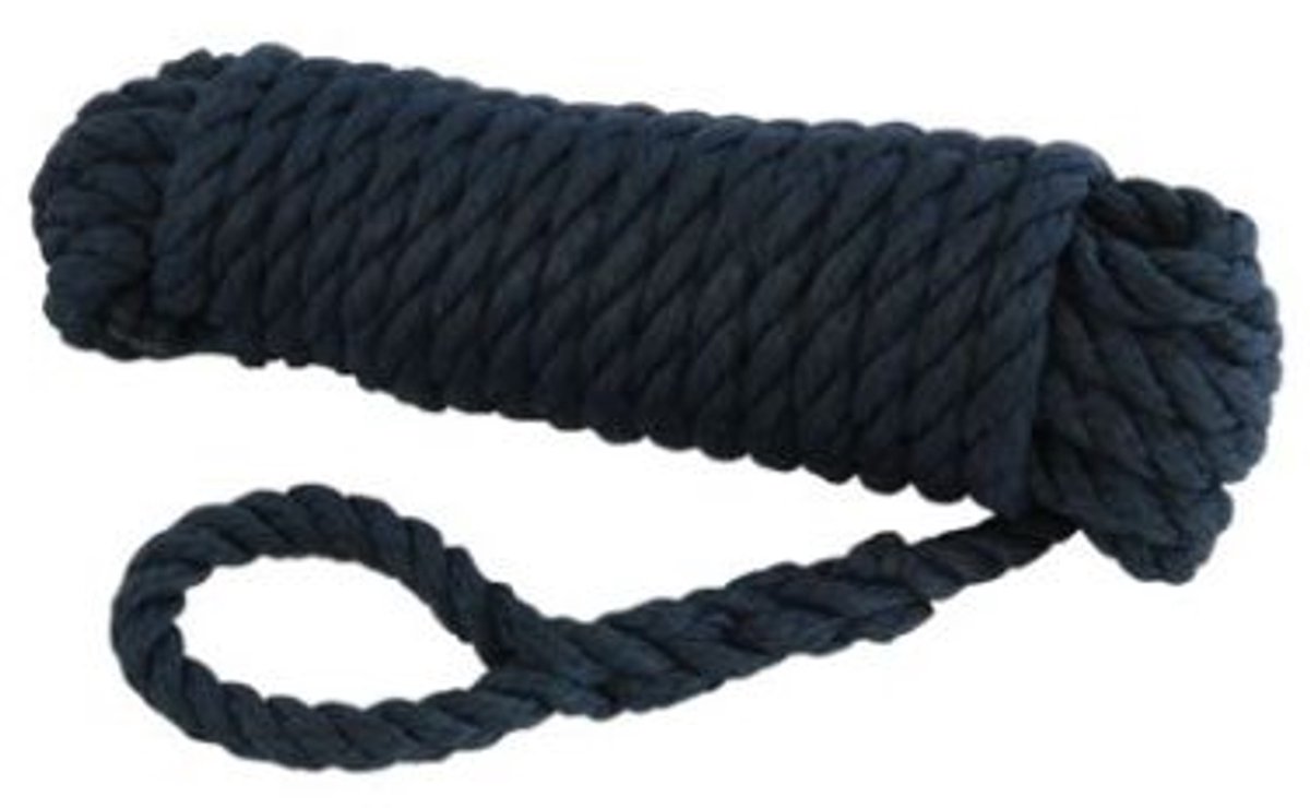 Landvast polyester 3-strengs navy 12mm 10m