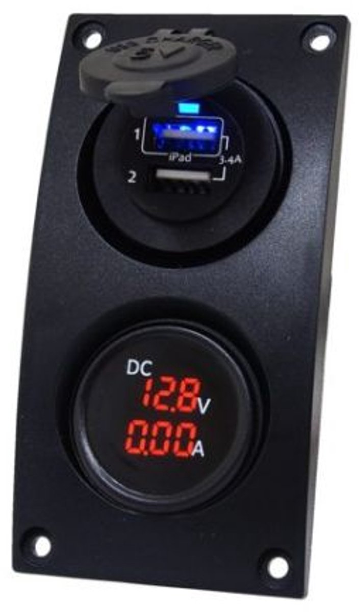 dubbel USB & Volt/ampere meter
