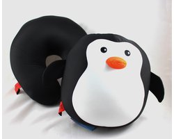 Cuddlebug Kussen - Pingiun - Reiskussen (reizen) - Zwart - U vorm - R pet - 2in1 - Reiskussen - Knuffelkussen - 32*32 cm