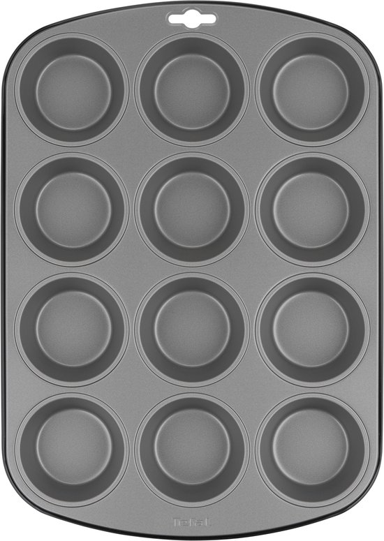 Formegolose Muffinvorm Voor 12 Muffins  27 X 35 Cm  89912FG, Staal Met Dubbele Anti Aanbaklaag Zwart 2105364894