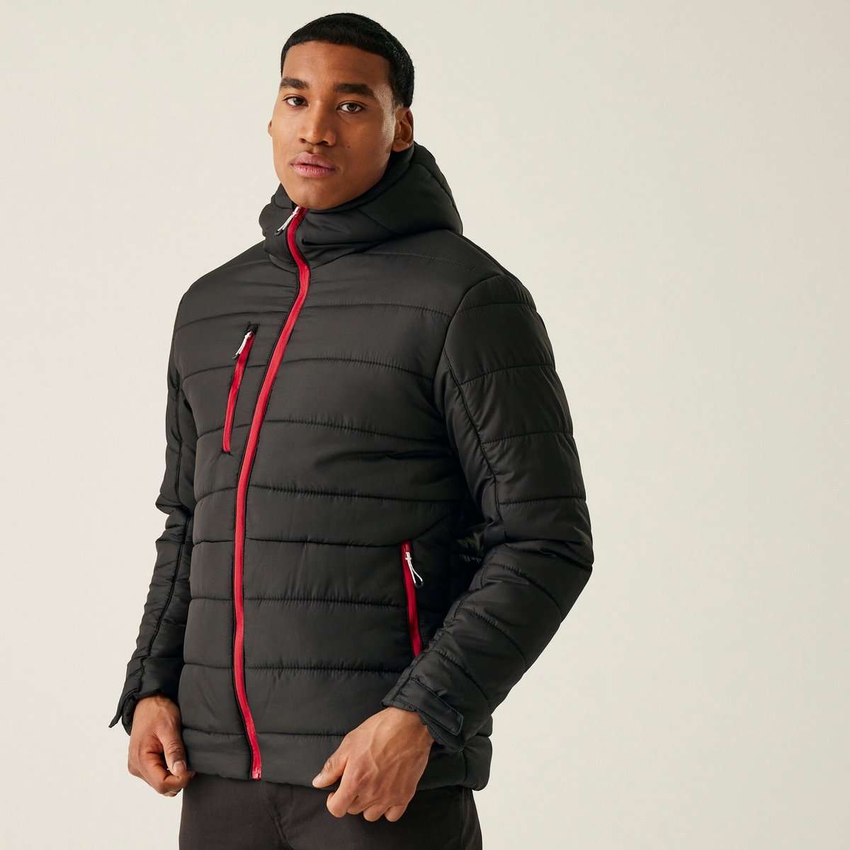 Gevulde Jas Heren Insulated Zippers Zwart