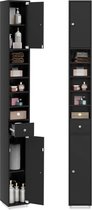 COSTWAY Badkamerkast hoog kast smal, Opbergkast met 2 deuren, 1 lade en verstelbare planken, ruimtebesparend badkamerrek voor badkamer, woonkamer, keuken, 20 x 20 x 180 cm