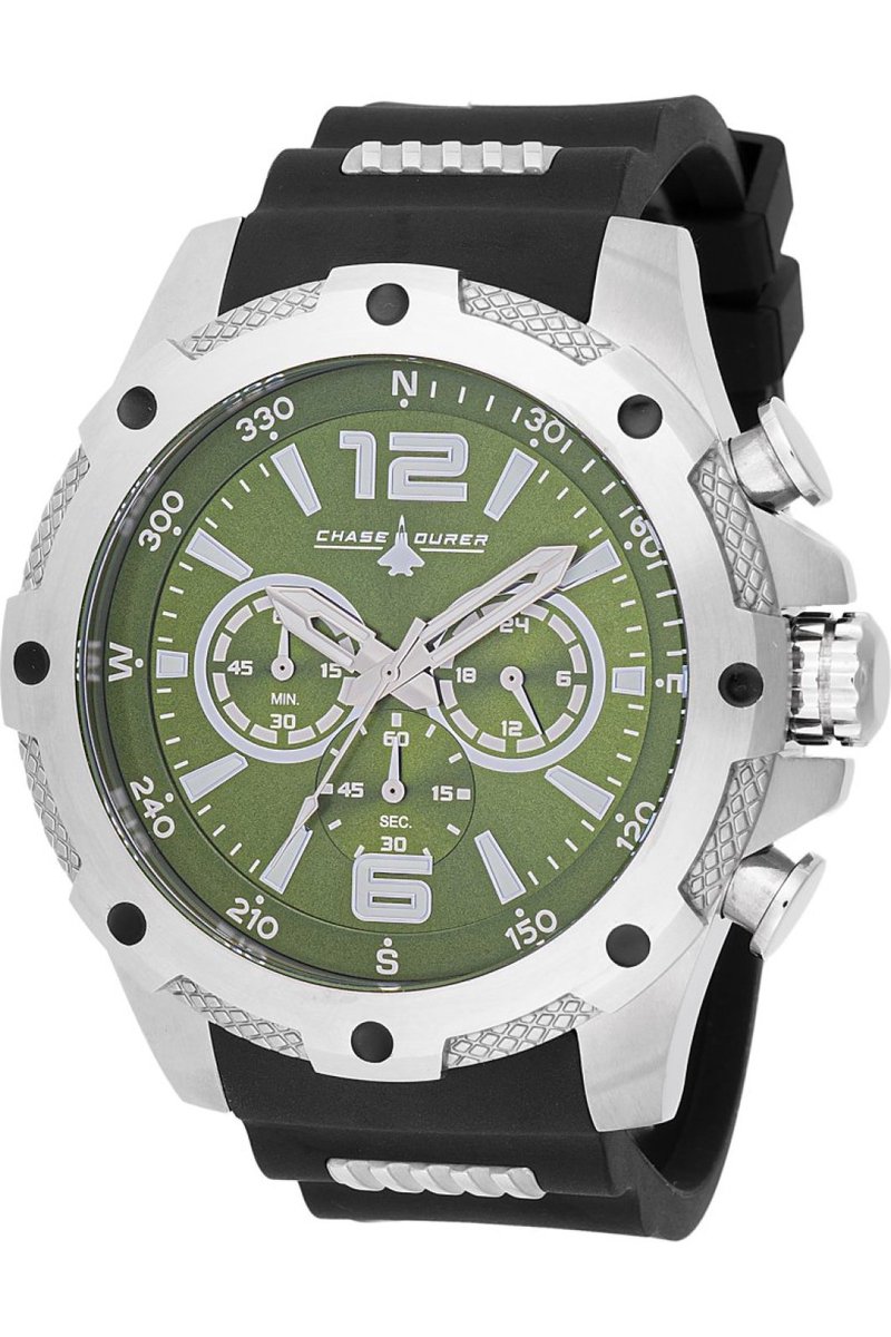 Chase Durer CDW-0107 Heren Horloge - Waterdicht - Analoog - Quartz Uurwerk - Roestvrij Staal met groene Wijzerplaat - 51mm