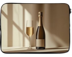 Laptophoes 13 inch - Champagne - Beige - Schaduw - Bubbels - Laptop sleeve - Binnenmaat 32x22,5 cm - Zwarte achterkant