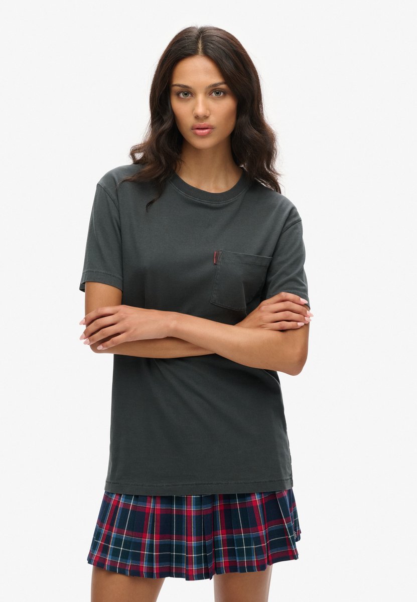 Superdry Essential Washed T-shirt met borstzak Heren T-shirts Zwart