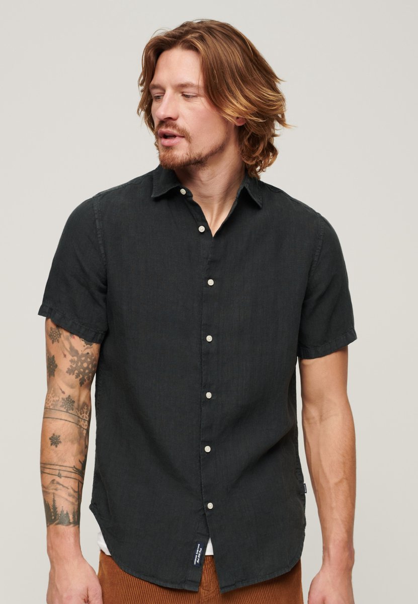 Superdry Studios casual linnen overhemd Heren Shirts Zwart