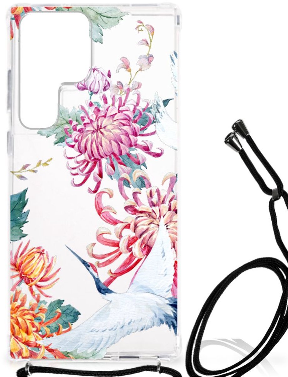 Samsung Galaxy S23 Ultra Case Anti-shock Bird Flowers