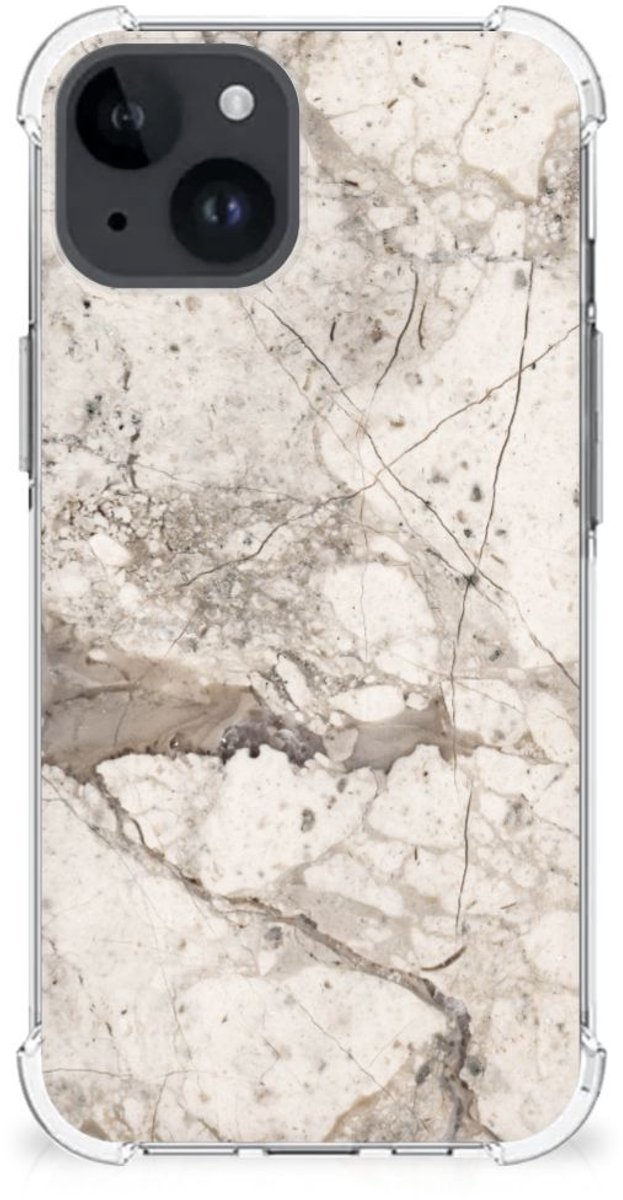 iPhone 15 Anti-Shock Hoesje Marmer Beige