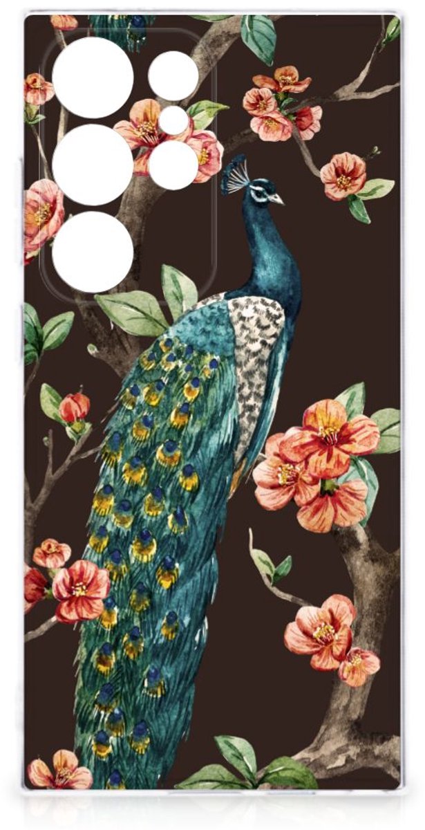 Samsung Galaxy S24 Ultra TPU Hoesje Pauw met Bloemen