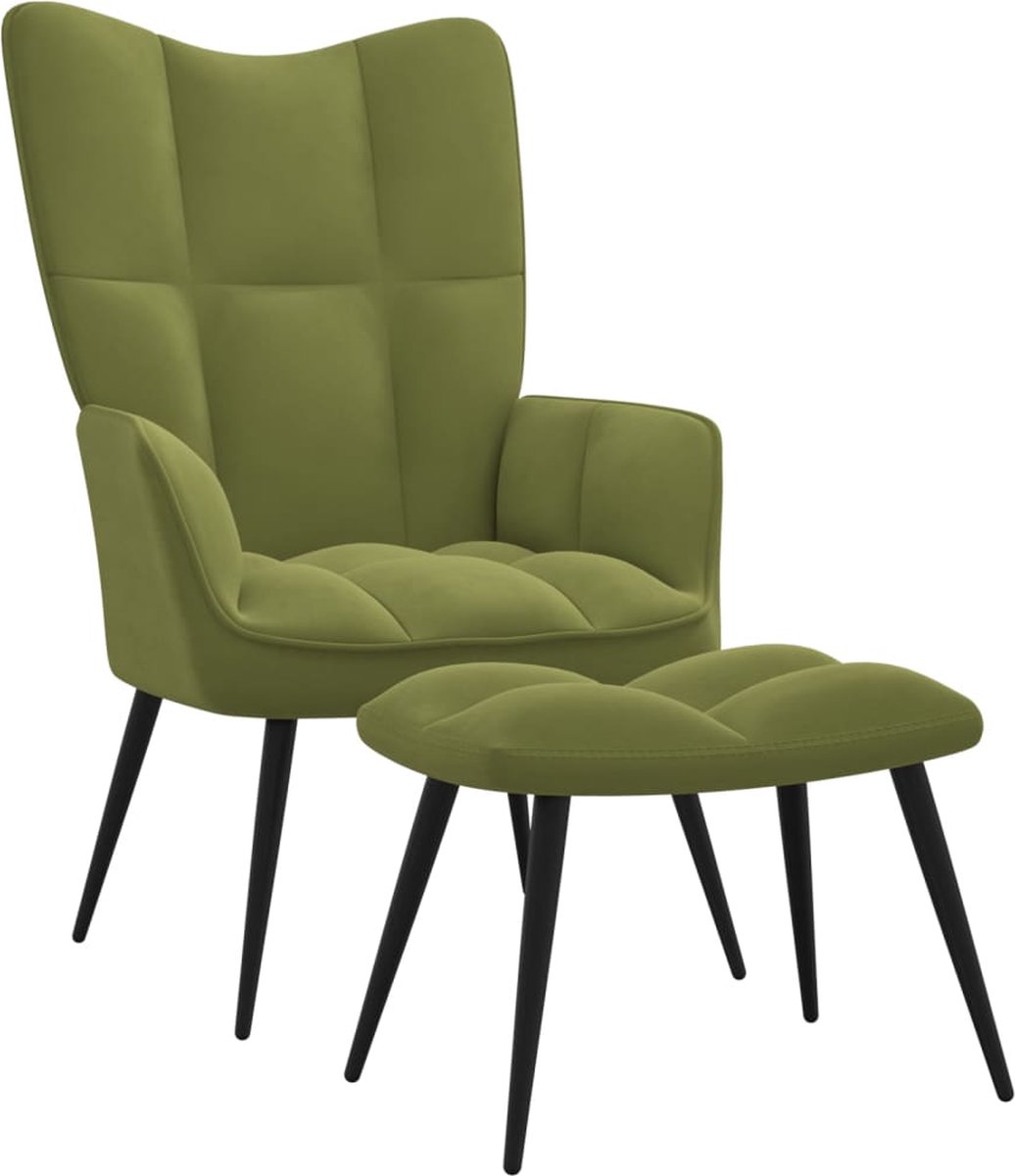 GranMaison Fauteuil - Relaxzetel - Relaxstoel - Relaxfauteuil - Stoel - Met armleuning - Met voetenbank - Voor één Persoon - Lichtgroen