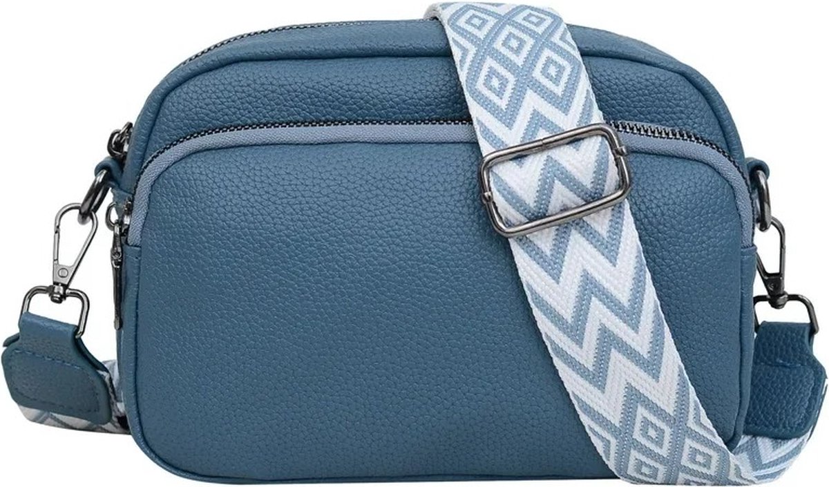 Dames Crossbody Tas - Modieuze Schoudertas met Meerdere Vakken - Grote Capaciteit - Lichtgewicht PU Leer - Elegant & Praktisch voor Dagelijks Gebruik - Blauw