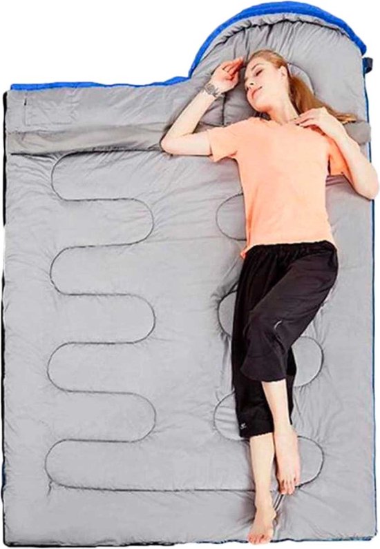 Slaapzak met capuchon, 2-in-1 kampeerquilt, blauw van Quechua — afbeelding 3