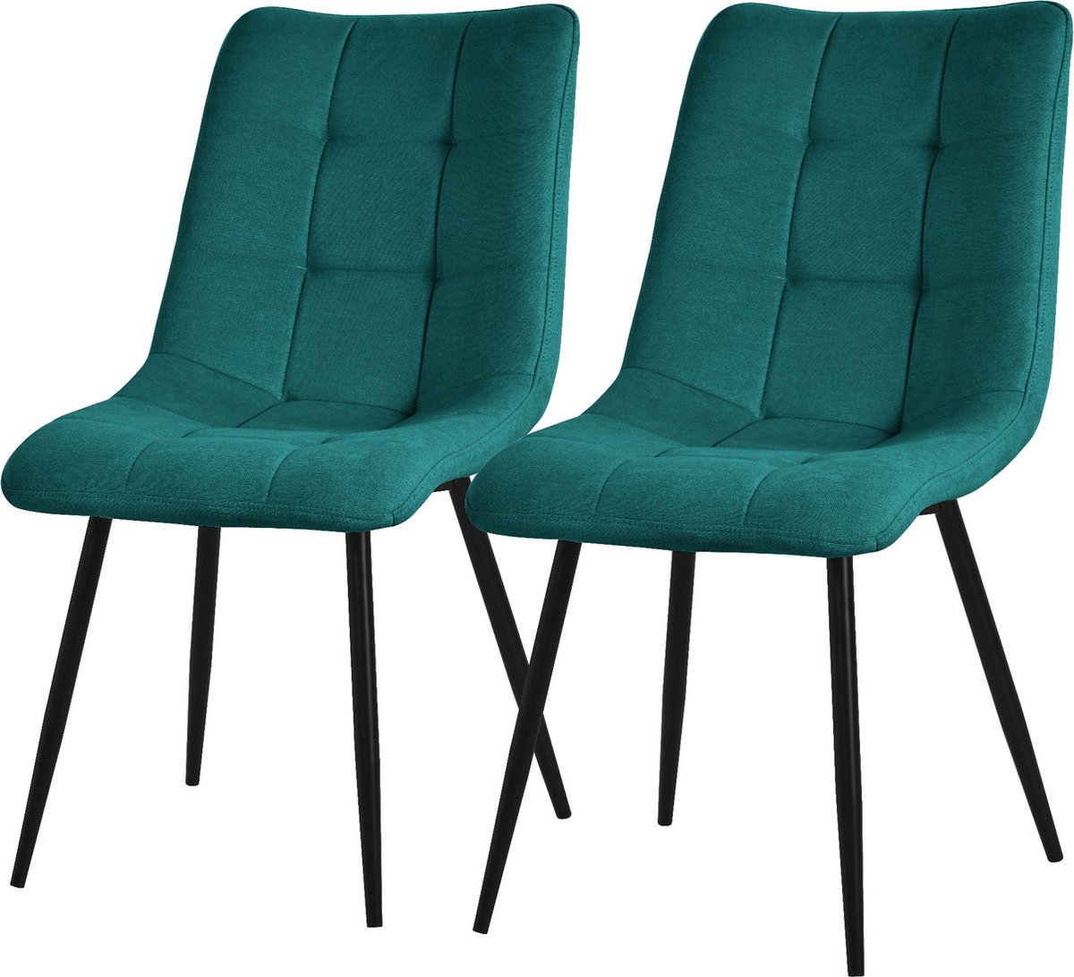ml-design eetkamerstoelen set van 2 in petrol zitmeubels voor de woonkamer met textiele bekleding en zwarte metalen poten keukenstoelen met rugsteun gestoffeerde stoelen voor eetkamer kantoor fåtöljer