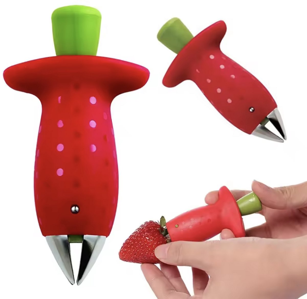 CHPN - Aardbei ontkroner - Aardbeien ontkronen - Keuken tool - Aardbeien schoonmaken - Rood - Handige gadget voor in de keuken - Keukenhulpje