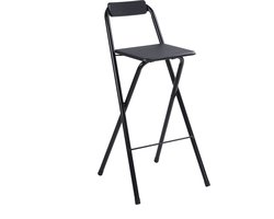 Alora inklapbare barkruk - barkrukken met rugleuning - opklapbaar - Opvouwbare barkruk buiten - zwart - outdoor - barstoel - klapstoel - inklapbaar - met voetsteun - camping