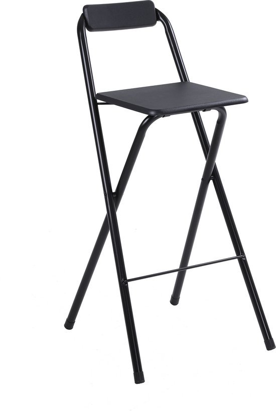 Tabouret de bar pliable Alora - tabourets de bar avec dossier - pliable - Tabouret de bar pliable extérieur - noir - outdoor - chaise de bar - chaise pliante - pliable - avec repose-pieds - camping