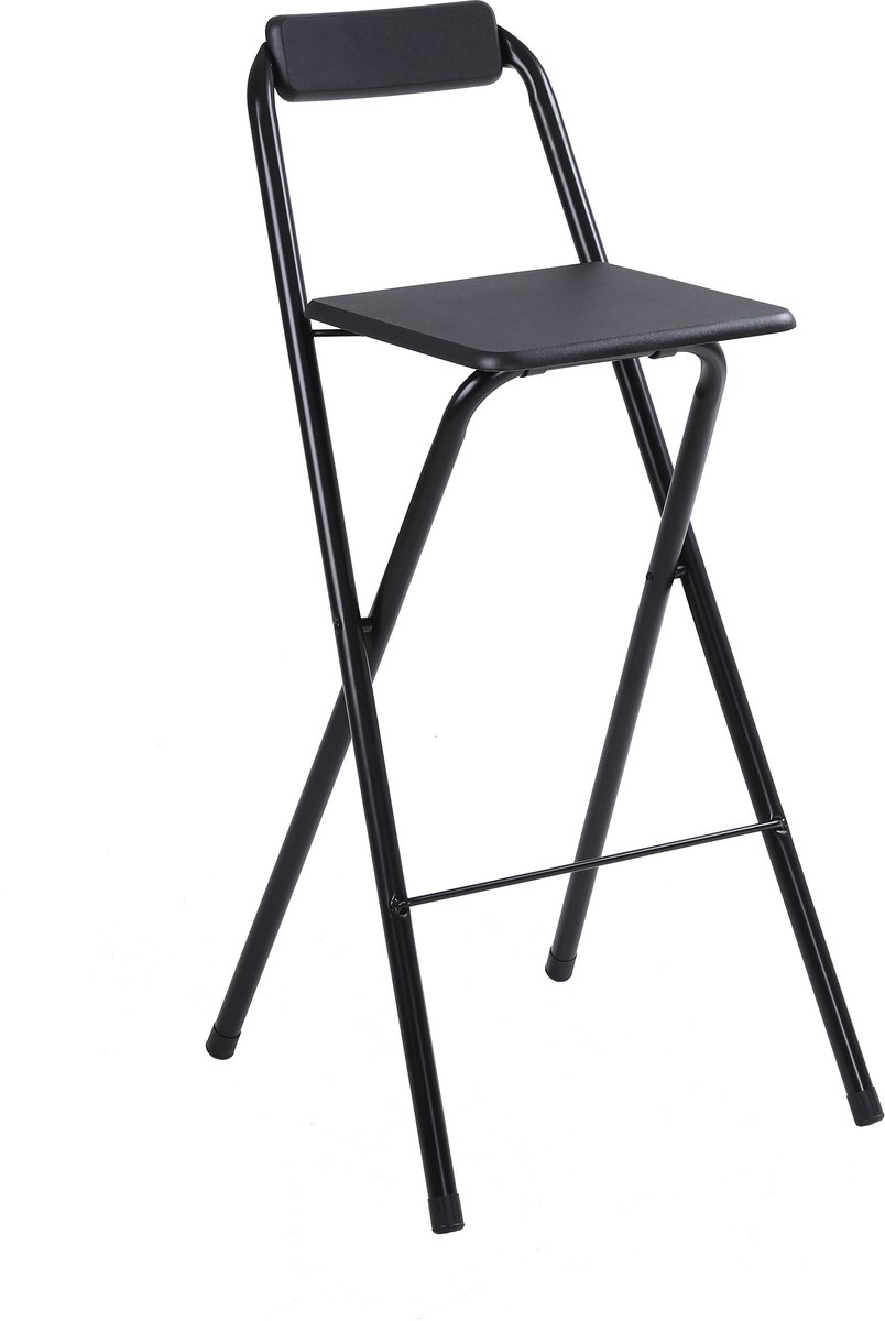 Alora inklapbare barkruk - barkrukken met rugleuning - opklapbaar - Opvouwbare barkruk buiten - zwart - outdoor - barstoel - klapstoel - inklapbaar - met voetsteun - camping