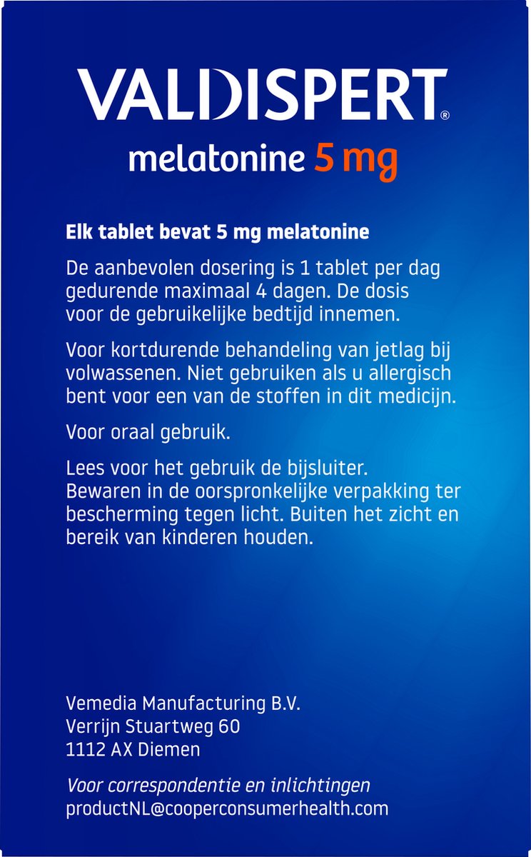 Bol.com Valdispert Melatonine 5mg - 1 x 30 tabletten aanbieding