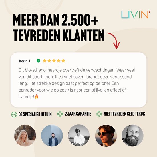 Afbeelding met tekst 'MEER DAN 2.500+ TEVREDEN KLANTEN' en klantbeoordelingen.