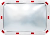 ECD Germany Verkeersspiegel rechthoekig 40 x 60 cm met reflectoren - incl. houder - van ABS-kunststof - wit-rood - veiligheidsspiegelbewakingsspiegel bolle spiegels