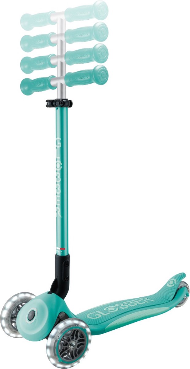 Bol.com 3-Wiel Step - Globber Primo Foldable Plus Lights Mint - munt - lichtgevende wielen - vouwbaar - in hoogte verstelbaar - ... aanbieding