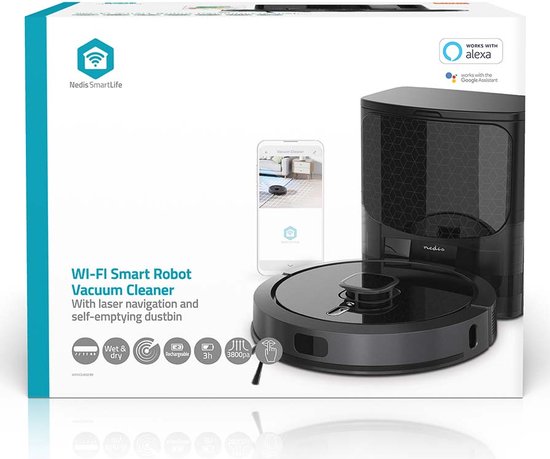 Aspirateur robot SmartLife - Navigation laser - Wi-Fi - Capacité du réservoir : 0,6 l - Chargement automatique - Durée de fonctionnement maximale : 240 min - Zwart - Android / IOS
