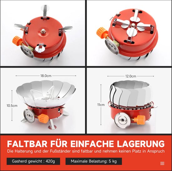 Mini Draagbare Kampeerkachel - gas kachel - tent kachel - camping verwarming - Mini Kampeerfornuis - Met Koffer - Buiten - Butaan van MINI — afbeelding 2