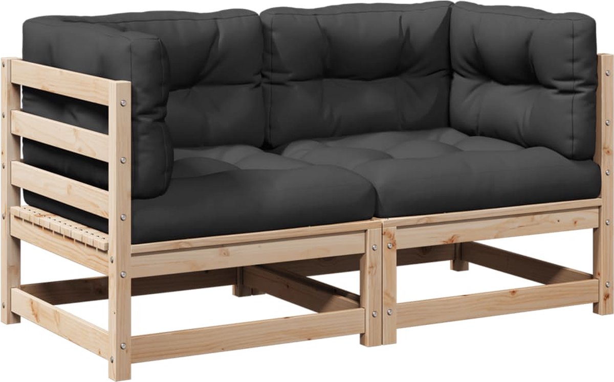 The Living Store 2-delige Loungeset met kussens massief grenenhout - Loungeset - Tuinset - Buitengoed - Hout Meubel - Grenenhout