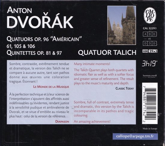 Dvorak: 4 Quatours; 2 Quintettes