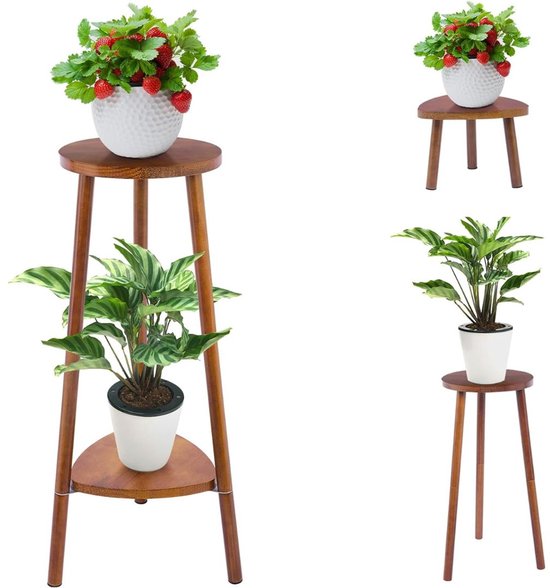 ApexArte® Plantentafel - Plantenstandaard voor Binnen - Plantenzuil - Bruin
