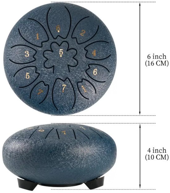 Livano Handpan - Tongue Drum - Steel - Regen - Klankschaal - Marineblauw van livano — afbeelding 3