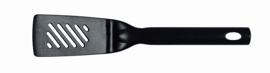 Spatule noire avec une fente dans la tête plate, un trou pour l'accrocher.