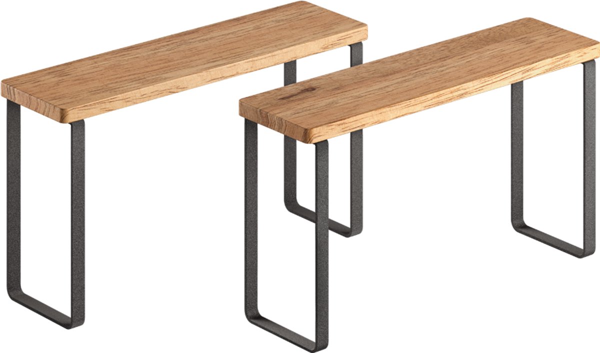 Metaltex - York Lava - Kruidenrek - 2 stuks - 8 x 27 x 16 cm - Hout en Metaal