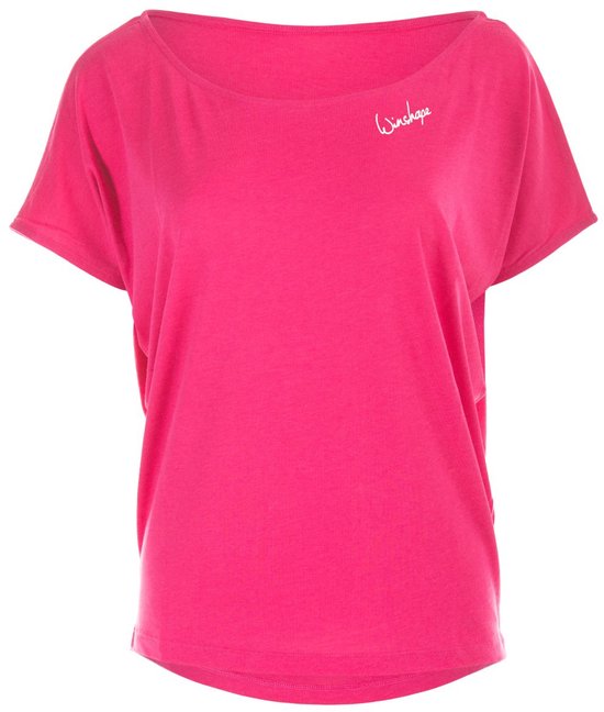 Felroze, losvallend shirt met korte mouwen, met 'Winshape' logo op de linkerborst.