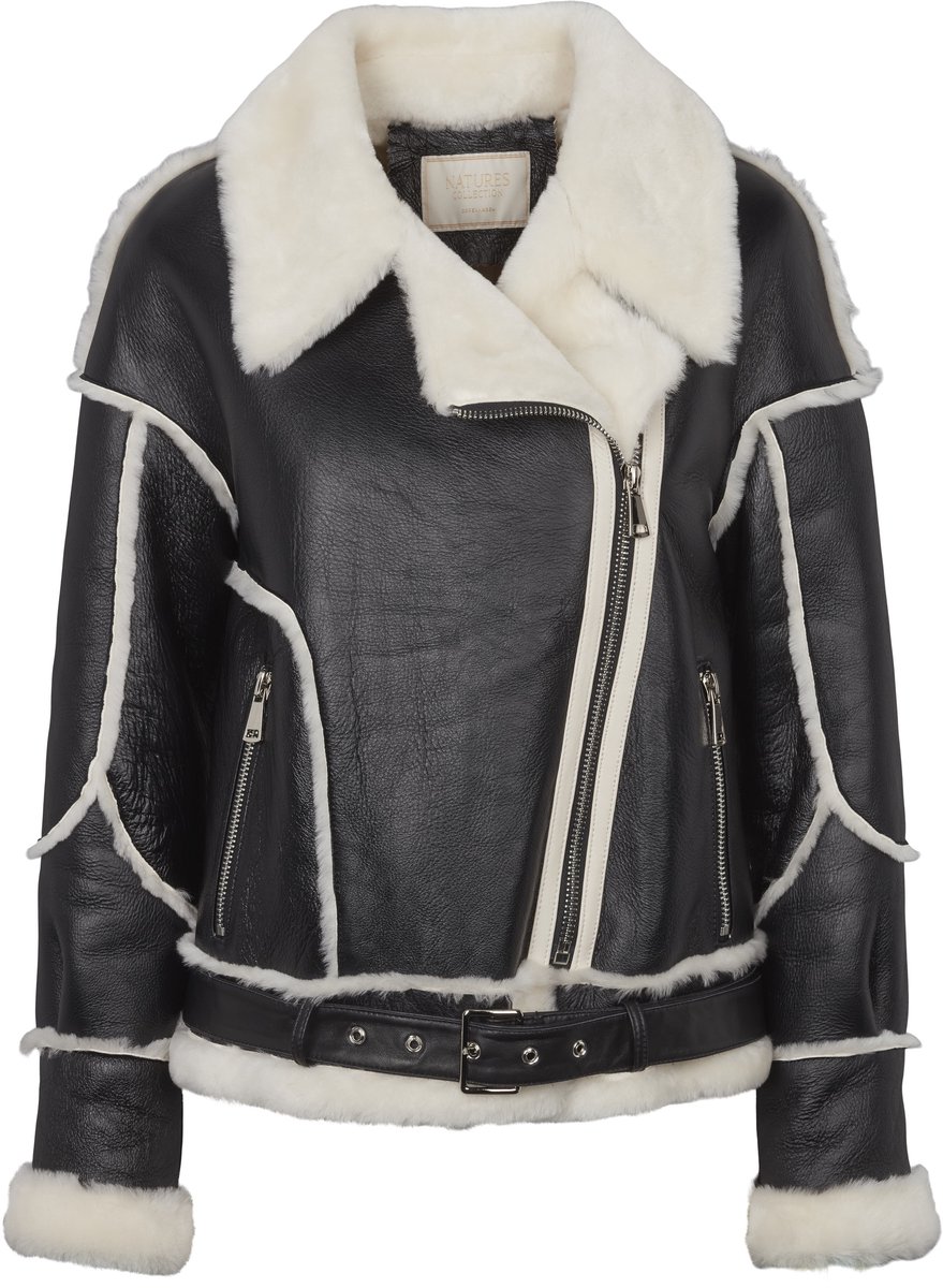 Natures Collection Nicole Jas Shearling schapenvacht Zwart