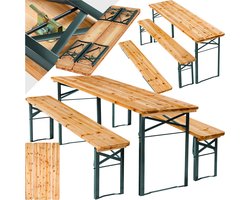 tectake® - Biertafel met 2 banken - 8 personen - 170 cm lang - 3-delige biertafelset met inklapbare tafel en banken - Tuintafel - Bierbank Oktoberfest
