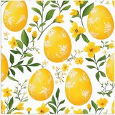 Poster 50x50 cm - Bloemen - Paaseieren - Geel - Posters - Kamer decoratie - Wanddecoratie woonkamer - Muurdecoratie slaapkamer